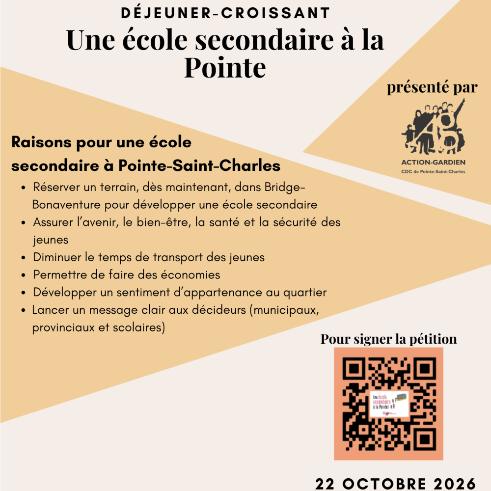 Déjeuner croissants - Une école secondaire à la Pointe
