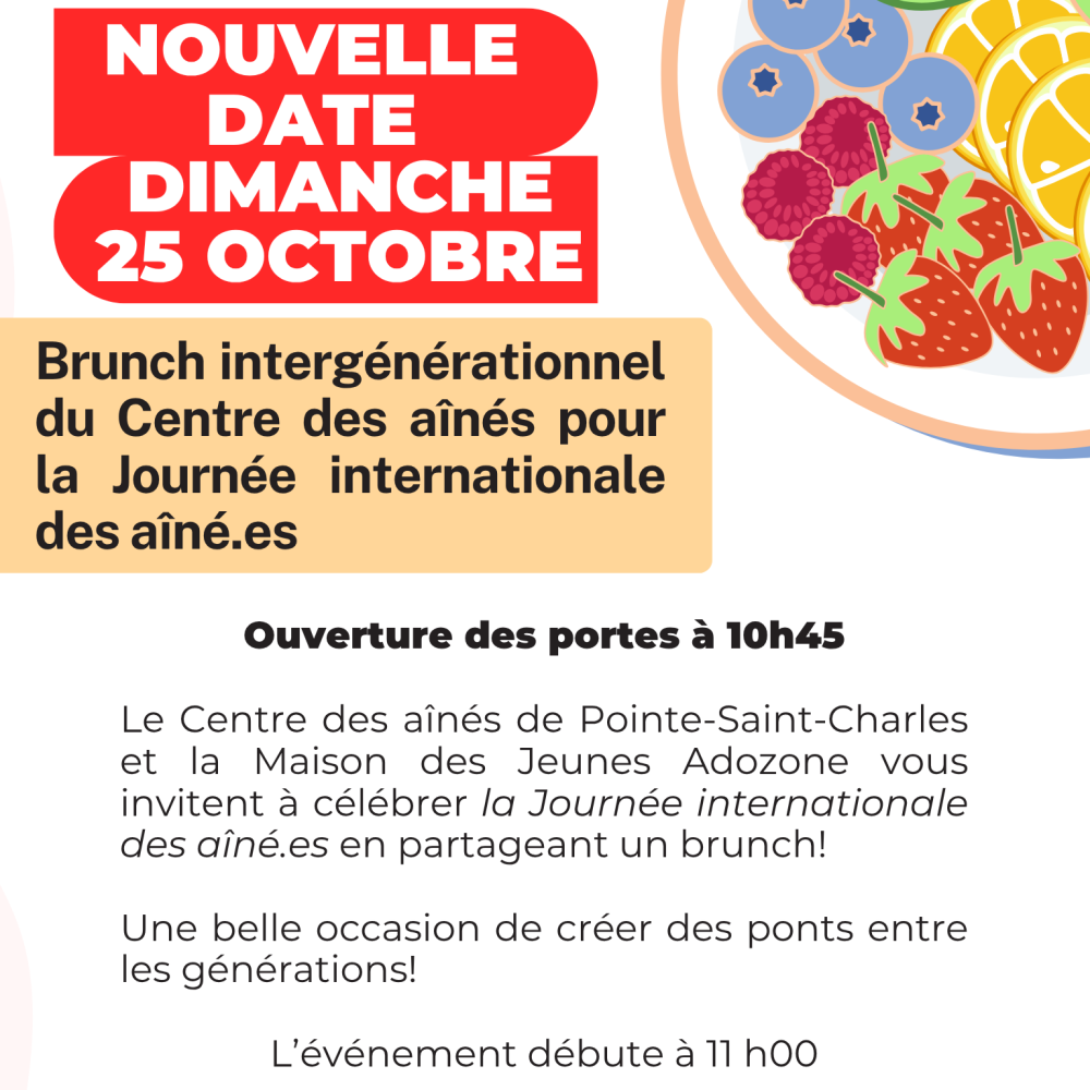 Brunch intergénérationnel pour la Journée internationale des aîné.es