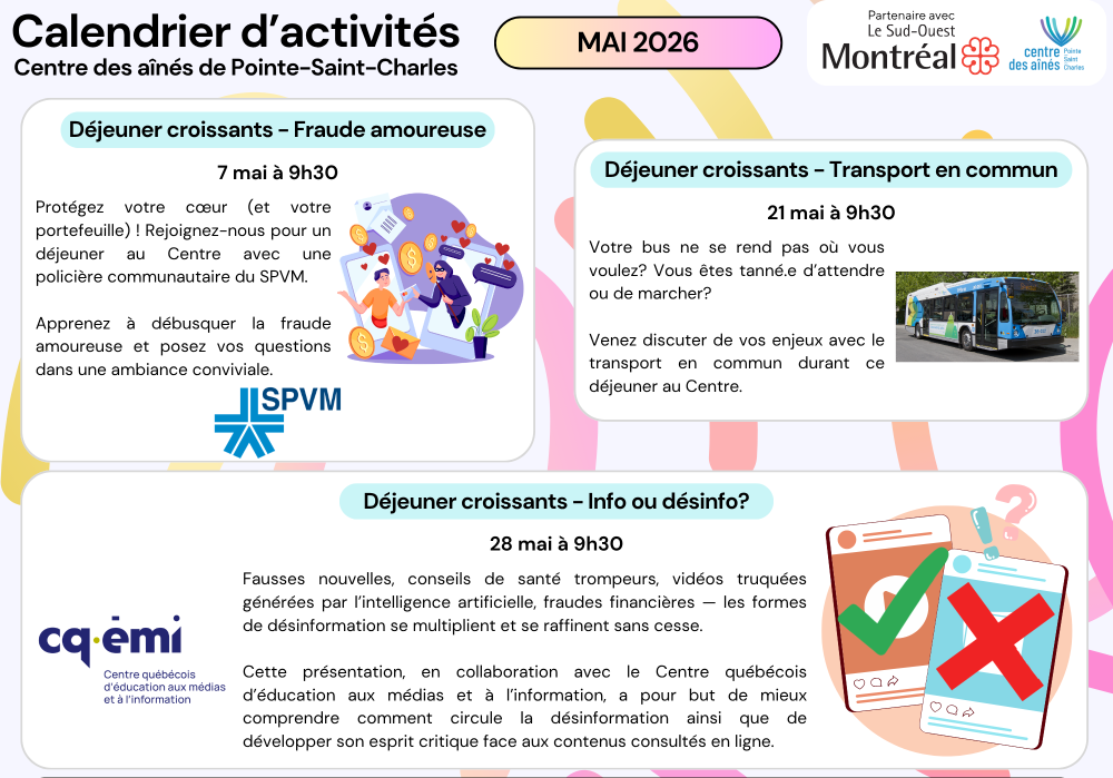 Calendrier mai 2026