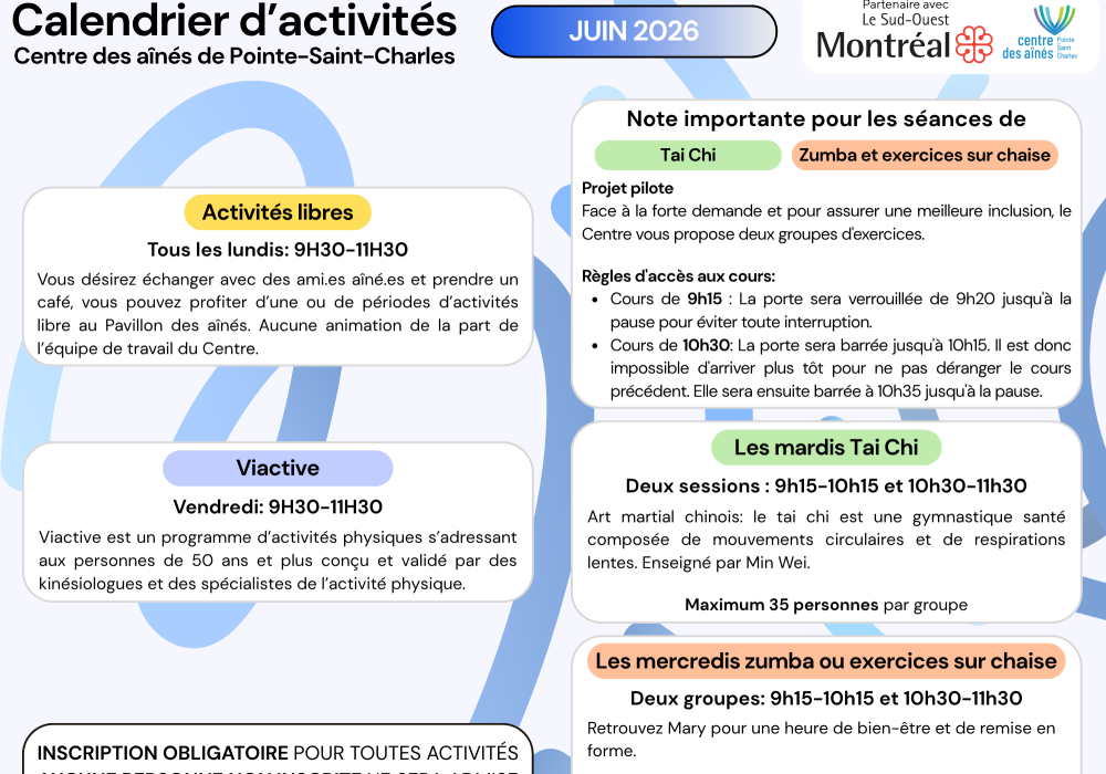 Calendrier juin 2026