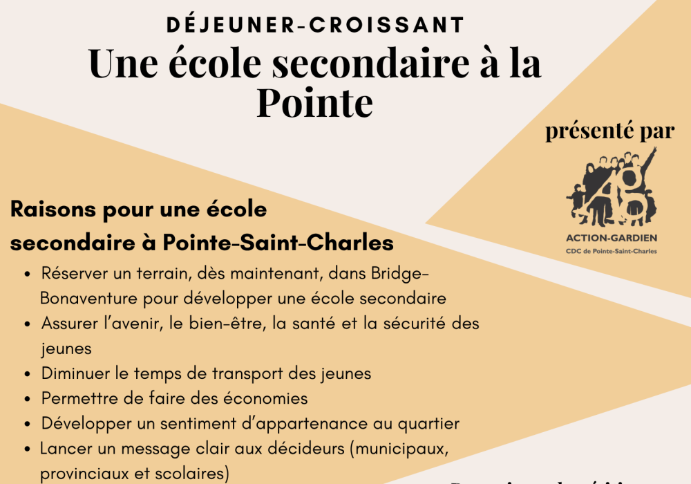 Déjeuner-croissant - Une école secondaire à la Pointe